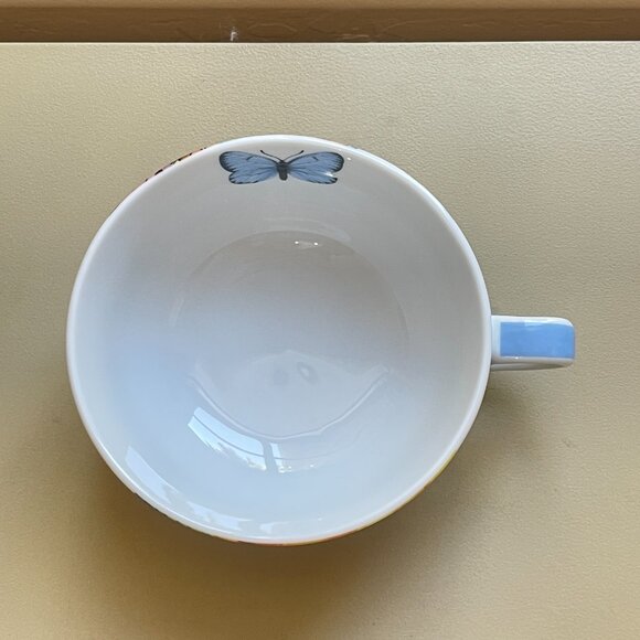 New Fringe Studio Mug Cup Yellow Rose Blue Butterfly Bird Barnes & Noble - Picture 6 of 8